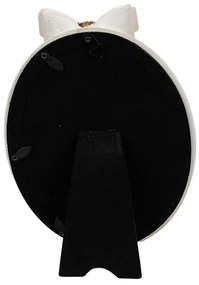 Béžový oválny fotorámik s mašľou - 16*3*22 cm / 13*18 cm
