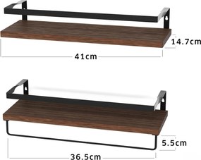 Nástenné police VIREON hnedé, sada 2ks