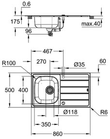 GROHE 31562SD1 - Sada kuchynského drezu s batériou BAU 860 x 500 mm z nerezovej ocele
