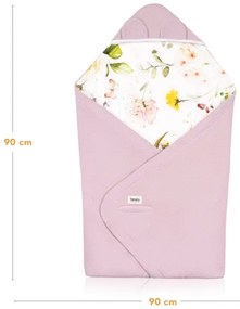 Lionelo - Zavinovačka do autosedačky TRAVEL SWADDLE 90x90 cm Ružový kvet