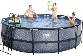 Nadzemný bazén rámový EXIT Stone Pool ø450 x 122 cm design kameň s pieskovou filtráciou a rebríkom