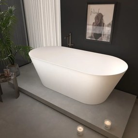 Erga Rhea, voľne stojaca vaňa 130x70 cm + odtoková zátka, biela lesklá, ERG-RHEA-130070-WH-WH