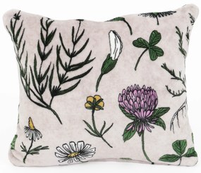 Obliečka na vankúšik mikroplyš Exclusive 40 × 40 cm - Herbár svetlo sivý