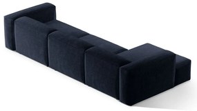 Tmavomodrá menčestrová rohová pohovka (ľavý roh/s leňoškou) Bergano – Cosmopolitan Design