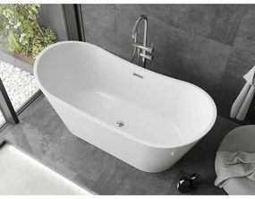 Mexen Montana, voľne stojaca vaňa 150 x 75 cm, biela, chrómový prepad, 52011507500-01