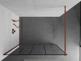 Mexen Kioto, sprchová zástena 90x200 cm, 8mm číre sklo s čiernym vzorom, profil ružové zlato, 800-090-101-60-78