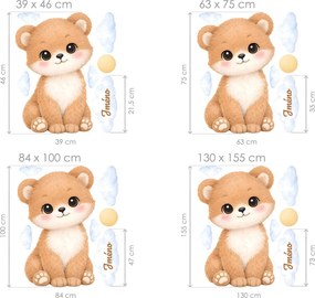 Medvedík menom textilní prelepiteľné nálepky na stenu hárok 39 x 46 cm