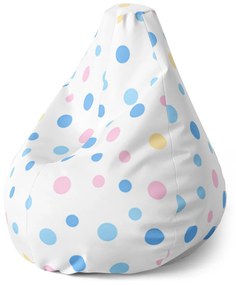 Sablio Sedací vak Pear Farebné bodky na biele - 70 x 95 x 15 cm