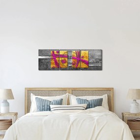 Obraz farebných štvorcov na čiernom pozadí (s hodinami) (90x30 cm)