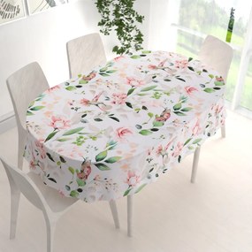 Biante Bavlnený oválny obrus Sandra SA-432 Vtáci medzi kvetmi 100x160 cm