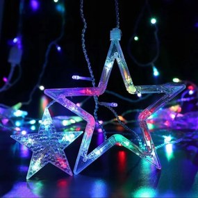 LED záves CD002-138 farebné hviezdy, s diaľkovým ovládaním
