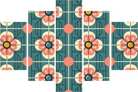 Obraz - Retro vzor s kvetmi (150x105 cm)