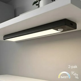 SADA 2x nabíjateľné osvetlenie nábytku so senzorom VIRO LED/1W/800 mAh 20 cm CCT čierne