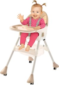 Stolička na kŕmenie KDK03 4v1 béžová + košík a kolieska ZDARMA