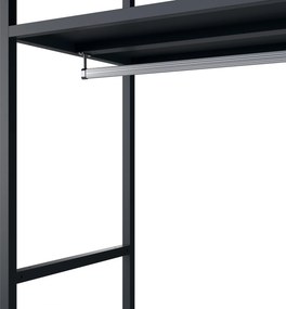 Kancelársky regál otvorený s tyčou na oblečenie, do recepcie a čakárne, kovový, antracitový/orech, 800x2200x400 mm: ARIEL Eco Design