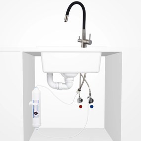 Laveo Riveco, vysoká drezová batéria s flexibilným výtokom a filtrom na pitnú vodu, čierna matná-brúsená oceľ, LAV-BRIB768D