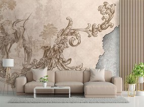 Gario Fototapeta Divoké vtáky a listy na freske Materiál: Vliesová, Rozmery: 150 x 105 cm