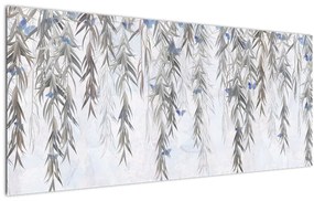 Obraz - Vŕbové vetvičky s motýľmi (120x50 cm)