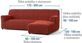 Bielastické poťahy COSTINA medená sedačka s otomanom vpravo (š. 170 - 300 cm)