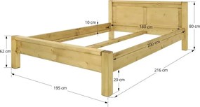 Drevená manželská posteľ s nízkym čelom 140/160/180 x 200 cm 180 cm