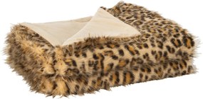 Plyšová deka s leopardím vzorem rezavě hnědá a béžová – 180*130*1 cm