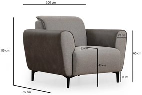 Křeslo Aren ekokůže šedé