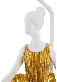 Stolová lampa s textilným tienidlom v bielo-zlatej farbe (výška 90,5 cm) Dancer – Mauro Ferretti