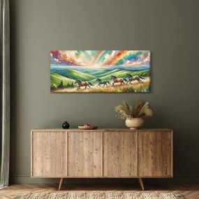Obraz – Kone cválajúce krajinou (120x50 cm)