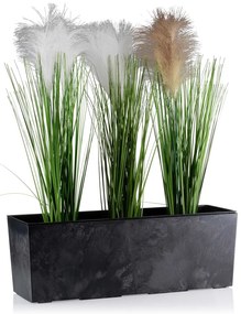 PLASTOVÝ KVETINÁČ BOUQUET 56X19 CM IMITÁCIA BETÓNU ČIERNA