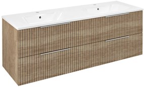 Sapho Sapho, CIRASA umývadlová skrinka s dvojitým umývadlom 141x54x46cm, dub alabama strip, CR141-2322-21