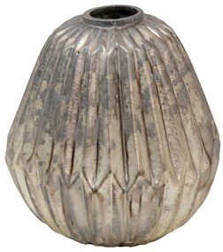 Béžovo-šedá antik dekoračná sklenená váza - 10*10*11 cm