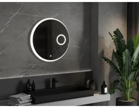 Mexen Ella, LED kúpeľňové zrkadlo s podsvietením a kozmetickým zrkadielkom 70x70 cm, 6000K, ochrana proti zahmlievaniu, 9811-070-070-611-00