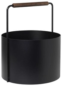 Čierny kovový košík na palivové drevo Blomus Fireplace