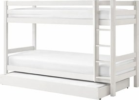 Biela poschodová/s výsuvným lôžkom detská posteľ z borovicového dreva s úložným priestorom 90x200 cm PINO – Vipack