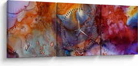 Obraz - Abstraktné atramentové umenie (s hodinami) (90x30 cm)