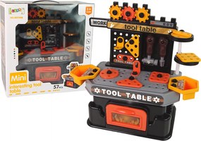 LEAN Toys Dielňa – stolík pre malého kutilka – náradie, 57 dielov