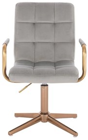 LuxuryForm DESIGN Stolička VERONA GOLD VELUR na zlatom kríži - svetlo šedá