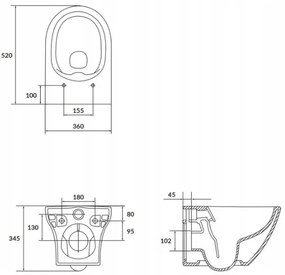 Cersanit Larga Oval CleanOn, závesná wc misa bez sedátka, K120-003