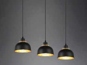 Závesné stropné osvetlenie Punch, čierno-zlatá, 3 svietidlá
