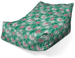 Sablio Sedací vak Lounge Kvetiny a vtáčiky - 80 x 95 x 50 cm