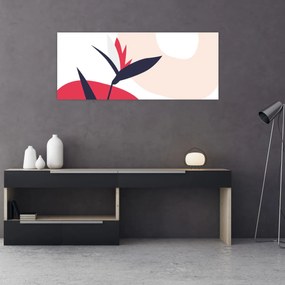 Obraz - Ružová florálna abstrakcia N⁰1 (120x50 cm)
