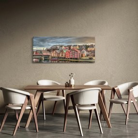 Obraz - Domy pri rieke (120x50 cm)