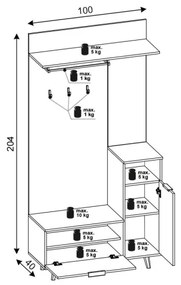 Predsieňová stena SVEN so zrkadlom, hnedá/grafit