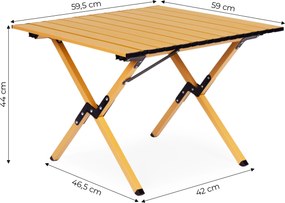 Skladací kempingový stolík MOLDO 60x60 cm žlto-hnedý