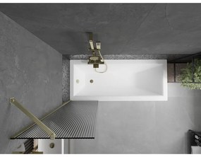 Mexen Next, 1-krídlová vaňová zástena 50 x 150 cm, 6mm sklo Ribs, zlatá matná, 895-050-000-00-09-55