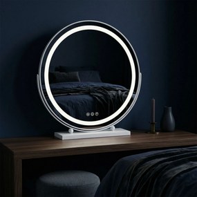 Rea Make-Up, LED okrúhle kozmetické zrkadlo na postavenie 50 cm, biela, HOM-12021