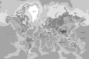 Obraz klasická mapa sveta v čiernobielom prevedení Varianta: 120x80