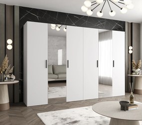 Šatníková skriňa 300 cm Borry 2 (biela + čierna). Akcia -20%. Vlastná spoľahlivá doprava až k Vám domov. 1125846
