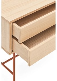 Tehlovočervený konzolový stolík v dubovom dekore Teulat Yoko