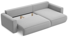 Svetlosivá zamatová rozkladacia/s úložným priestorom rohová pohovka (pravý roh/s leňoškou) Kapua – Makamii